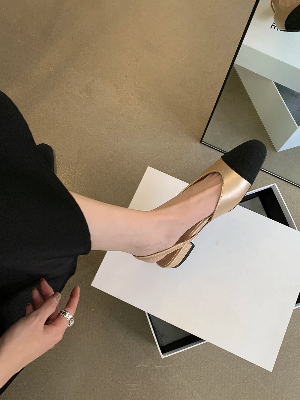 LBSFY  - Round Toe Women Sandals Mixed Color Silver Gold Summer Flat Low Heels Fashion Outside Back Strap Sexy Slides Mules Size 35-40