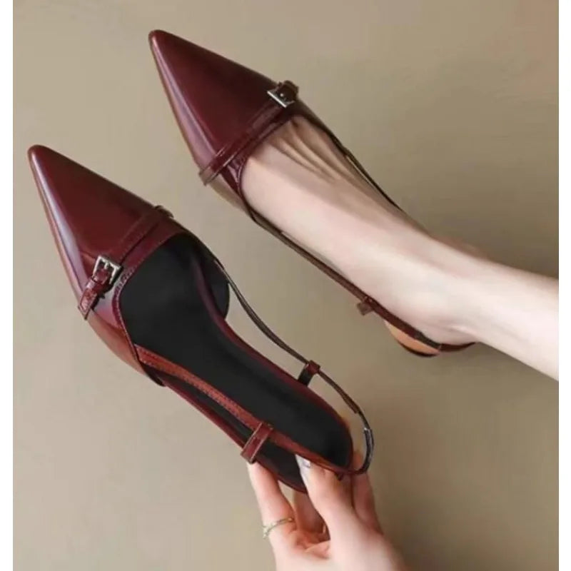 LBSFY -New Pointed Toe Sexy Mid Heels Party Shoes Women Sandals Designer Brand Pumps Slingback Casual Shoes Dress Shoes