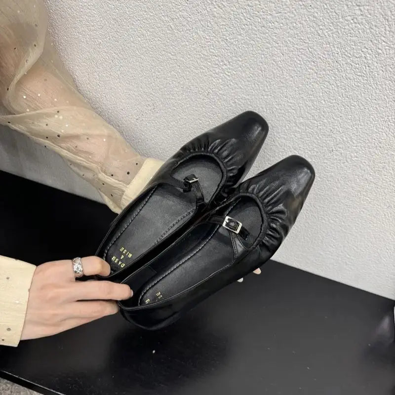 LBSFY -New Brand Women Flats Round Toe Shallow Slip On Ladies Casual Ballet Shoes Soft Leather Eelgant Dress Shoes