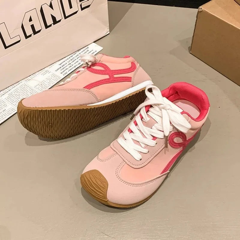 LBSFY -Retro Ugly Adorable Women's Dequn Shoes Spring Summer New Style Student Heightening Casual Board Shoes Color Block Sports Agan S