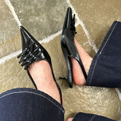 Lbsfy Bowknot Designer Kitten Heel Sandals Women Summer Elegant High Heels Female Shallow Pointed Toe Pumps Dress Shoes Women