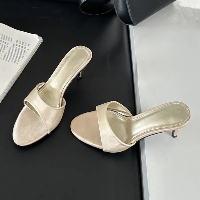 LBSFY -Summer Fashion Woman Slippers Slip On Thin Low Heels Party Stripper Dress Ladies Mules Slides Zapatos Mujer