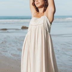LBSFY -Fashion Embroider Linen Blended Casual Beach Dress Loose Backless Vacation Dress 2025 New Square Collar Fashion Vestidos