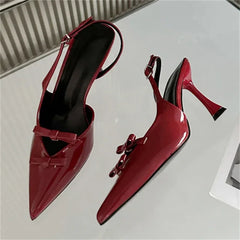 LBSFY -Spring Fashion Butterfly-knot Pointed Toe Slingbacks Buckle Strap Woman Pumps Sandals Low Heels Elegant Party Shoes