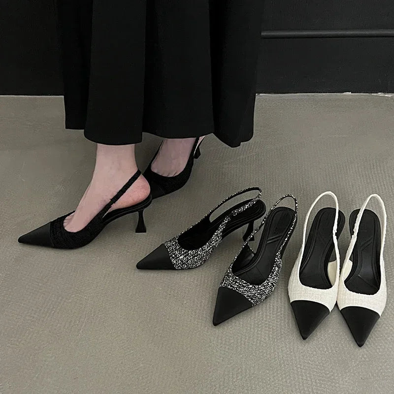 LBSFY  Summer Pointed Toe Women Sandals Fashion Elegant Shallow Singbacks Shoes Ladies Party Dress High Heel Sandalias