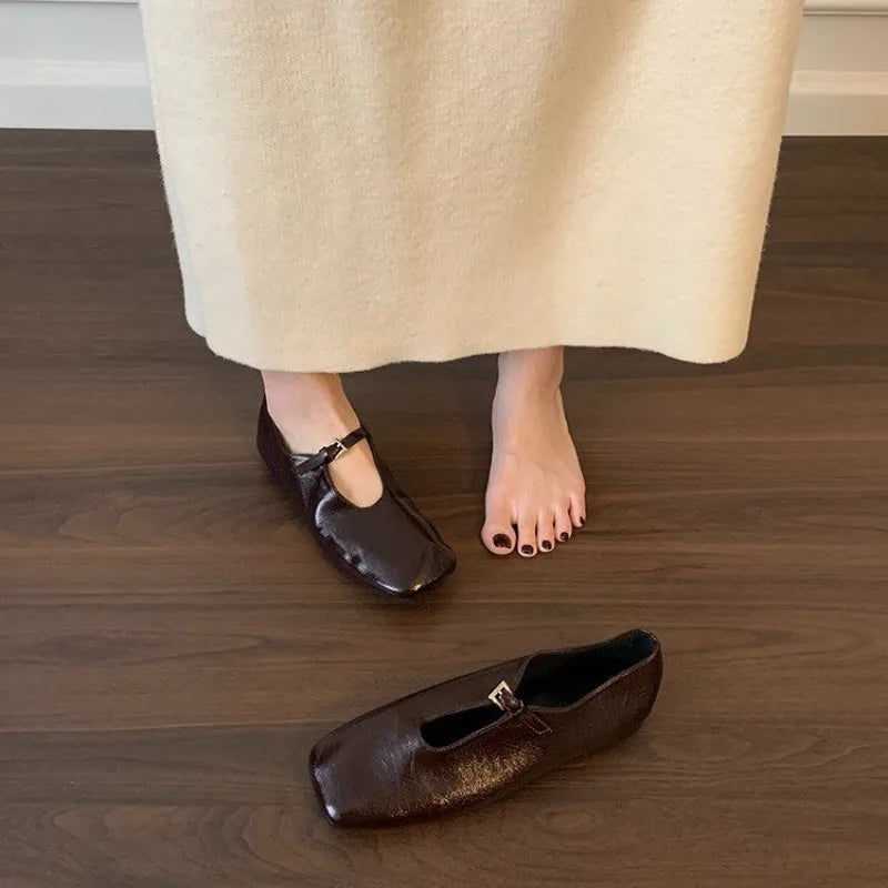 New Style Fashion Women's Winter Brand Women Flats Fashion Round Toe Shallow Mary Jane Shoes Soft Casual Ballet Slingback Shoes