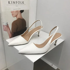 LBSFY  -  6cm New Fashion Sandals Pointed Toe High Heels Ankle Wrap White Ladies Dress Women Shoes 40 41