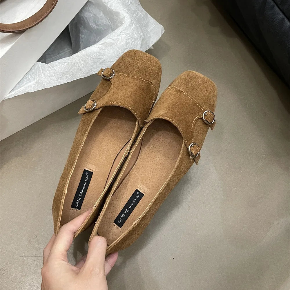 LBSFY  -  Genuine leather French gentle  style single shoe for women with shallow mouth and skirt ugly and cute  Mary Jane Bean shoe trend