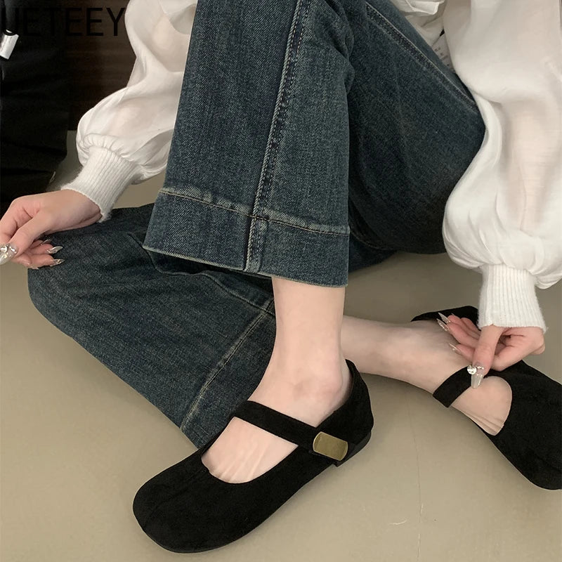 LBSFY  Leopard Print Women Mary Jane Shoes Fashion Shallow Slip On Shoes Ladies Casual Soft Sole Grandma's Flats Shoes