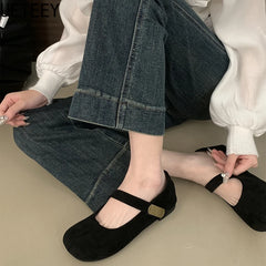 LBSFY  Leopard Print Women Mary Jane Shoes Fashion Shallow Slip On Shoes Ladies Casual Soft Sole Grandma's Flats Shoes