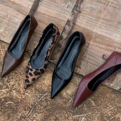 LBSFY -Spring Design Leopard Print Woman Pumps Pointed Toe Thin Low Heels Elegant Party Female High Heel Pumps Zapatos De Mujer