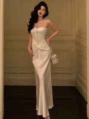 LBSFY -Summer Women's Elegant Sexy Evening Long Dresses White Spaghetti Strap Sleeveless Backless Wedding Party Birthday Robe New Chic