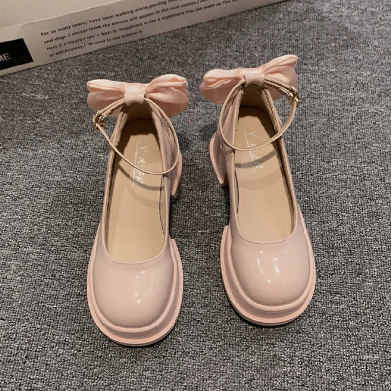 LBSFY -Women Thick Platform Mary Janes Lolita Shoes Party Pumps Summer 2024 New High Heels Sandals Bow Chain Mujer Shoes Oxford Zapatos