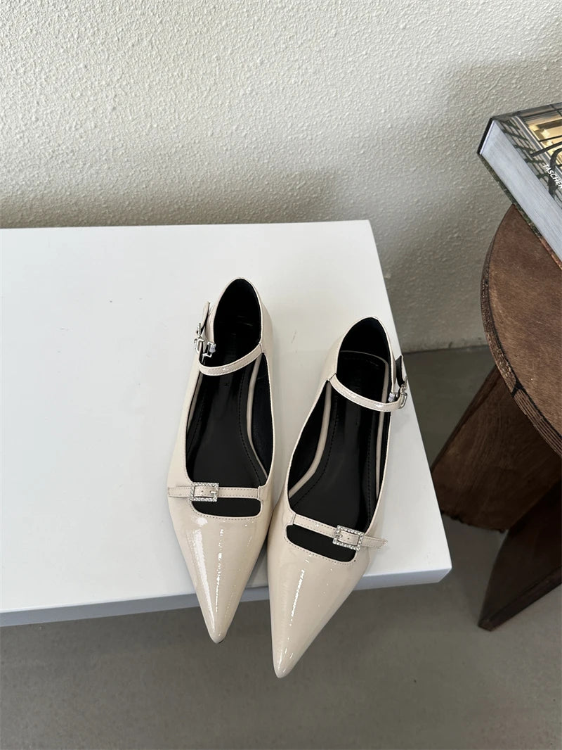 LBSFY  -  2024 Ladies Women Flat Shoes Fashion Brand Buckle Women Elegant Laofer Shoes Flat Heel Slip On Dress Ballerinas Shoes