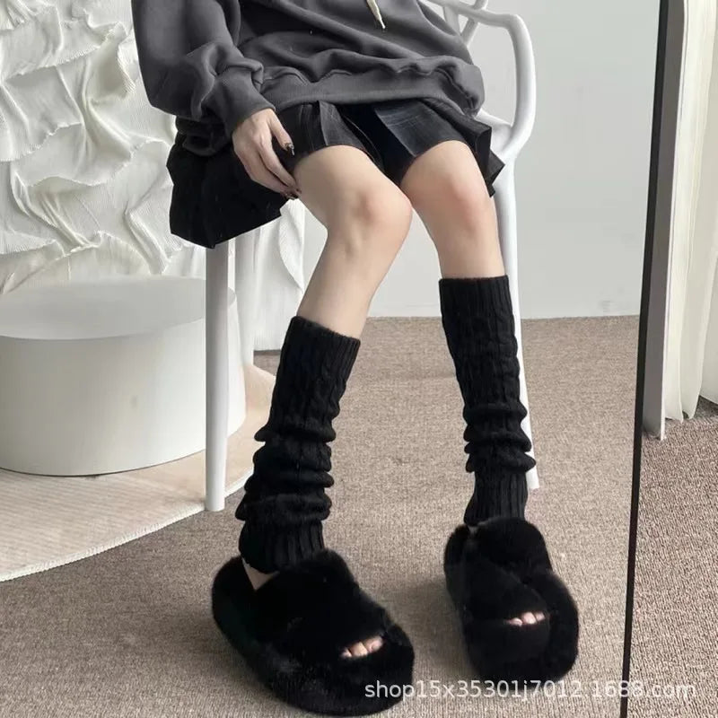 Lbsfy Socks Woman Autumn and Winter Leg Warmer Wide Legs Black White Lolita Socks for Women Stripe