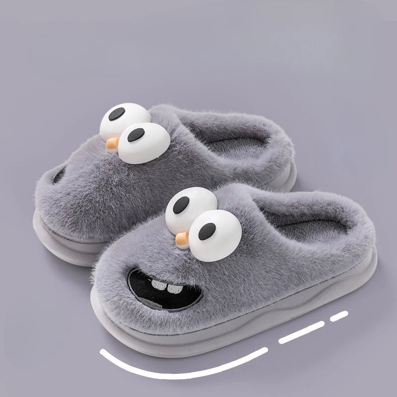 LBSFY -Male Home Casual Cotton Shoes Funny Cartoon Winter Soft Sole Mens Indoor Floor Non-slip Platform Slides Warm Plush Slippers