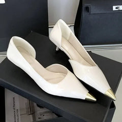 Lbsfy Elegant Pointed Toe Low Small Heel Women Pumps Sexy Soft Patent Leather Heels Spring Mules Shoes for Women Fashion Office Shoes