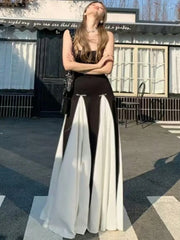 LBSFY -Elegant Patchwork Spaghetti Straps Evening Party Dress Slim Waist Summer France Wedding Fashion Women Concert Long Robe 2025 New