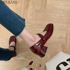 LBSFY -Mary Jane Shoes British Style Patent Leather Single Shoes Chunky Heels Lolita Shoes School Uniform Student Girls Leather Shoes
