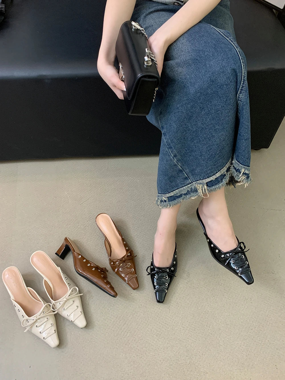 LBSFY  -  Fashion Women Sandals Summer Outside Mules Shoes Thick High Heels Black Beige Brown Office Party Pumps Sandals Sexy 35-39