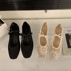 LBSFY  -Brand Women Flats Fashion Mesh Flat Shoes Ladies Elegant Mary Jane Shoes Soft Sole Outdoor Dress Ballerinas Shoes