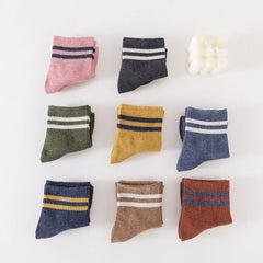 Lbsfy Women Stripes Socks For Girls Gift Autumn Winter Spring Cotton Ladies Middle Tube Short Crew Striped Socks Harajuku Streetwear