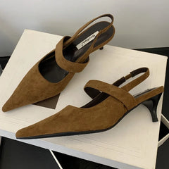 Lbsfy Fashion Slingback Sandals Female New Elegant Party Dress Shoes Sexy Red Office High Heels Mules Pointed Toe Pumps Women