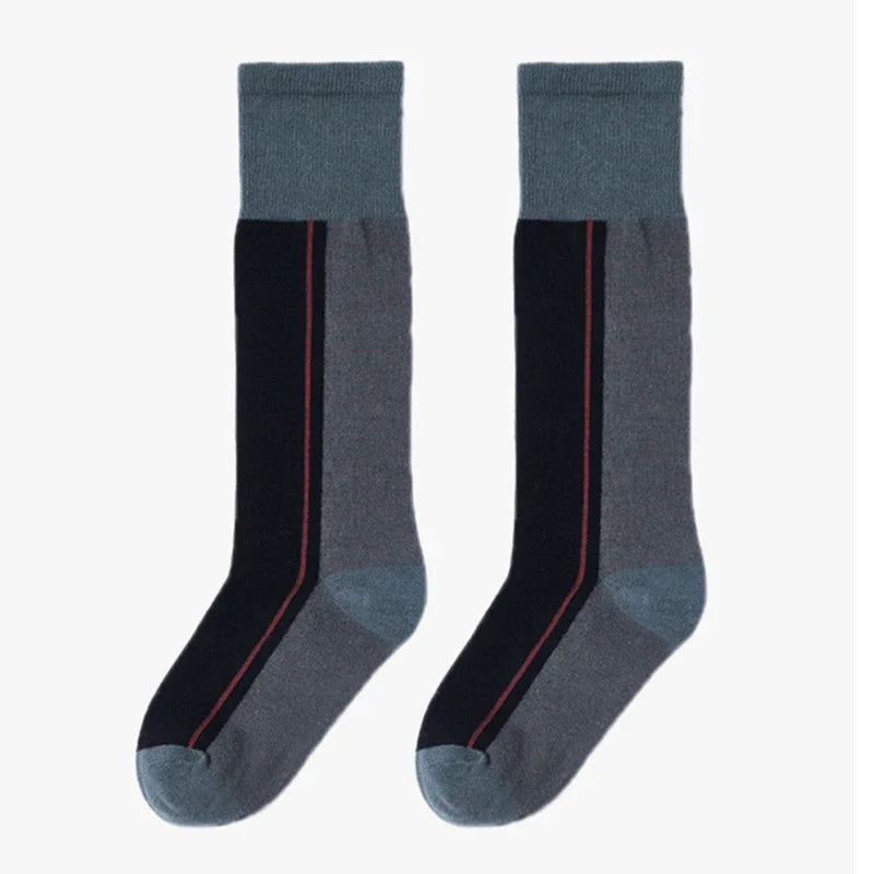 Lbsfy Spring Autumn Ins Fashion Woman Maillard Color Striped Retro Calf Socks Cotton High Tube Soft Sport Eutopean Women's Casual Sox