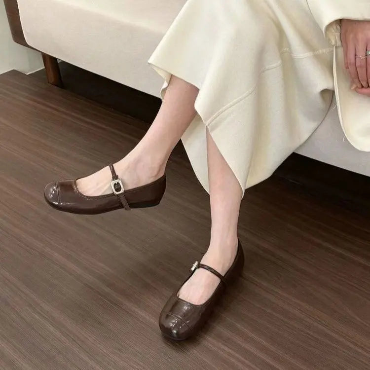 LBSFY -Spring New Women Mary Janes Shoes Shallow Toe Ballet Flats Shoes French Style Night Wind Single Lolita Shoes Women's Loafers