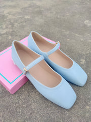 LBSFY  -  2024 Spring New Retro Women Flat Heel Shoes Fashion Square Toe Ladies Casual Mary Jane Slingback Shoes Shallow Ballerina 35-44