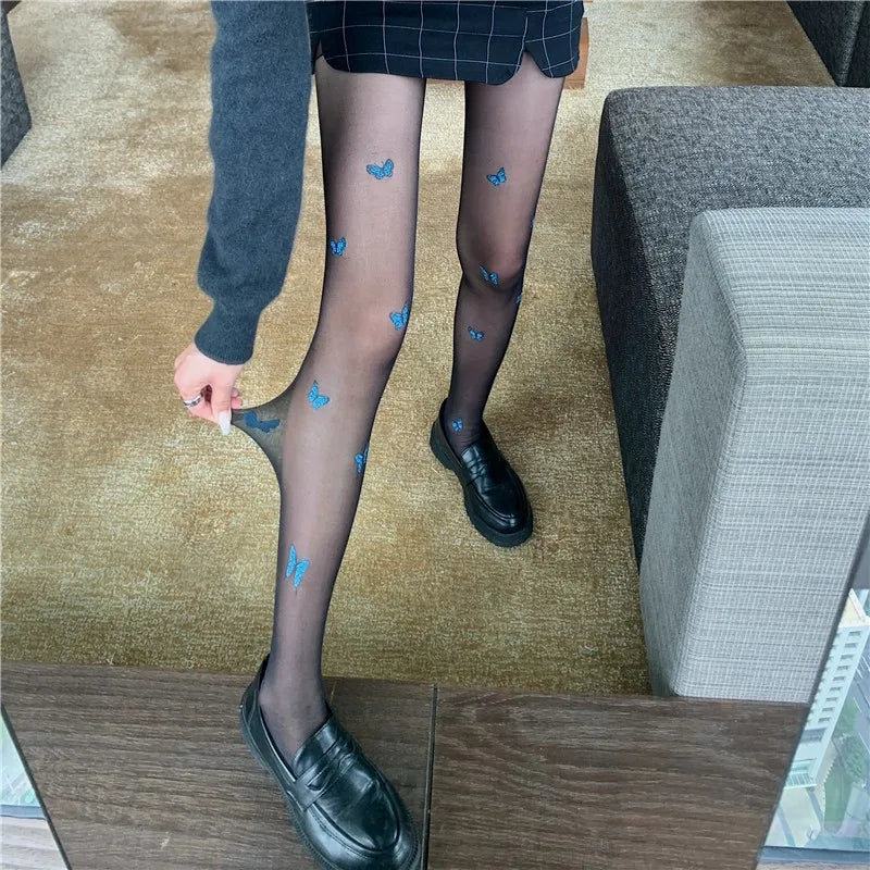 Lbsfy Women Japanese Letter Stockings Nightclub Party Accessories JK Sexy Diamonds Fishnet Underwear Pantyhose Printed Designer Tights