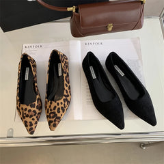 LBSFY -Female Shallow Flats Shoes Women Slip On Casual Loafer Flat Pointed Toe Ballerina Brand Leopard Pattern Autumn Mujer