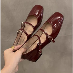 LBSFY -New Women's Mary Jane Shoes for Women Retro Medium Heel Women's Single Fashion Gloss Soft Comfort Ballet Shoes Zapatos Mujer