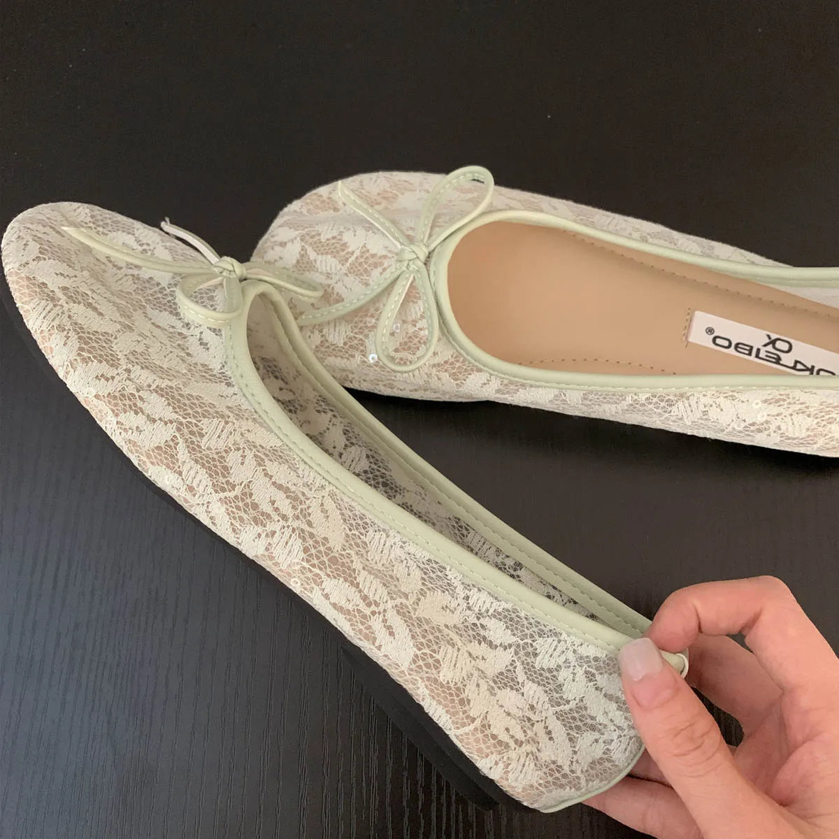 LBSFY -Summer Fashion Concise Round Head  Women Ballet Flats Low Heels Bow Mesh Party Slide Mules Casual Shoes Zapatos De Mujer