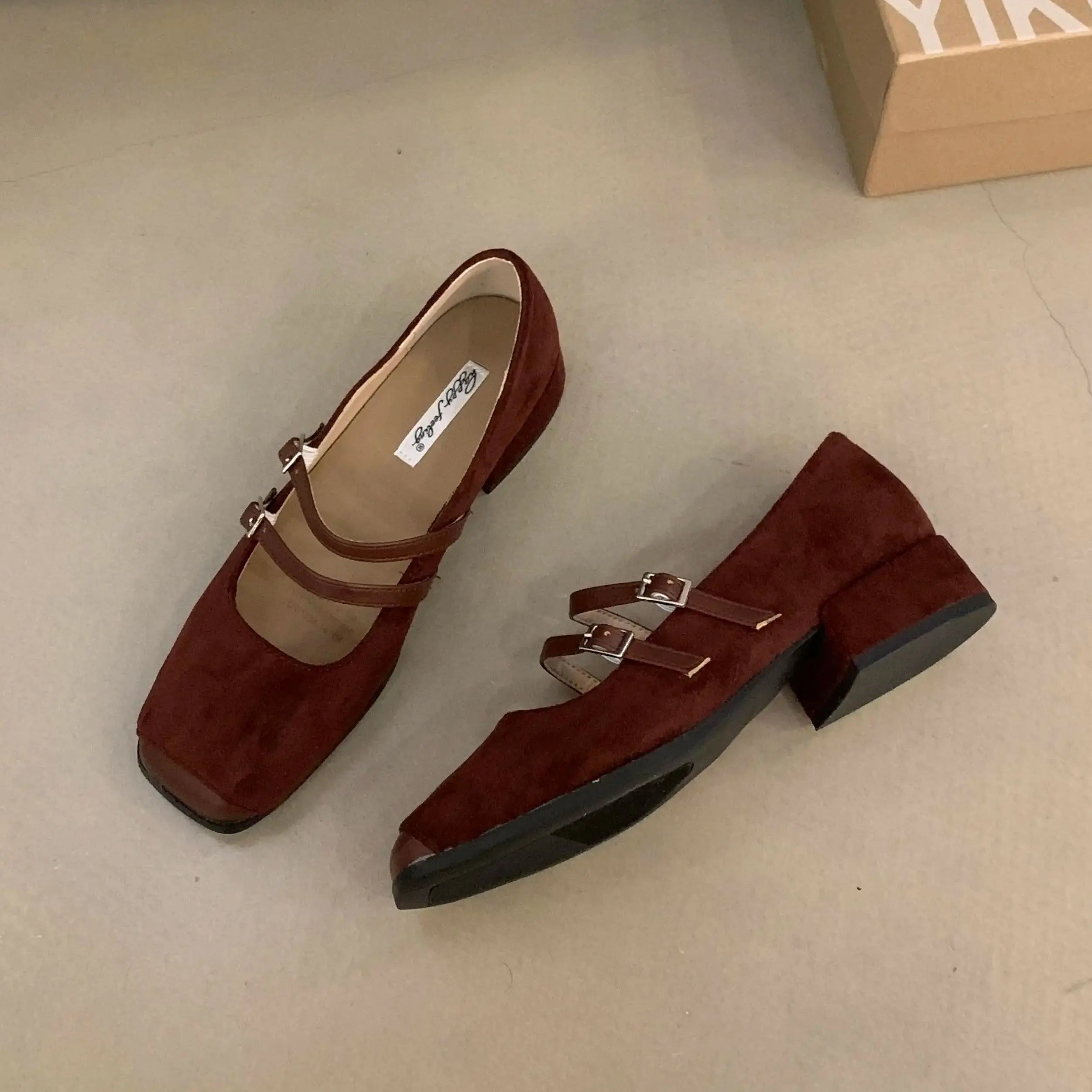 LBSFY  -  New Brand Women Flat Sheos Fashion Shallow Slip On Shoes Square Low Heel Dress Shoes Casual Laofer Mujer