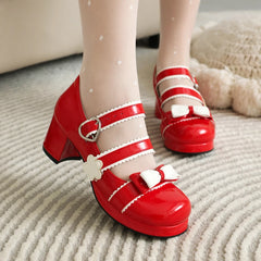 LBSFY  - Japanese Harajuku Style Spring Lolita Cute Girls Sweet Pumps Mixed Color Round Toe Cosplay BowTie Kawaii Chic Mary Janes Shoes