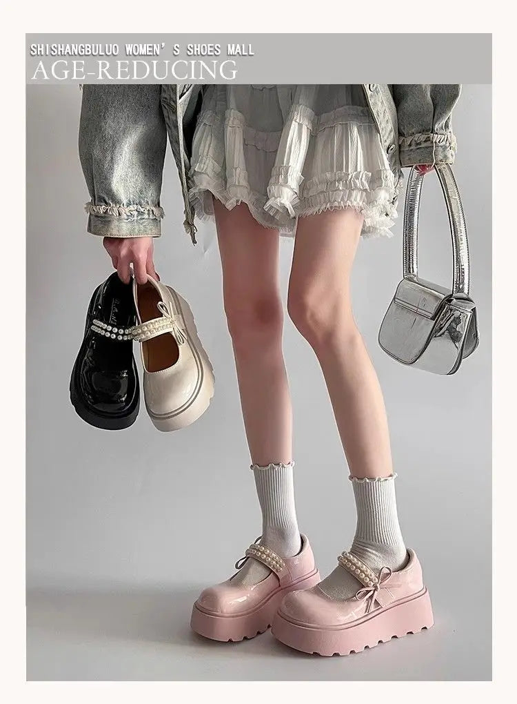 LBSFY -2025 New Fashion Retro Spring Autumn Japanese Women Mary Janes Shoes Bow Platform Single Lolita Shoes Women's Ballerinas Tacones