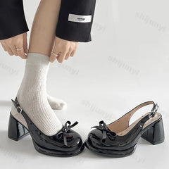 LBSFY -Women's High-heel Sandals Fashion Thick Heel Butterfly-knot Women Sandals 2025 Summer Ladies Outdoor Gladiator Sandalias