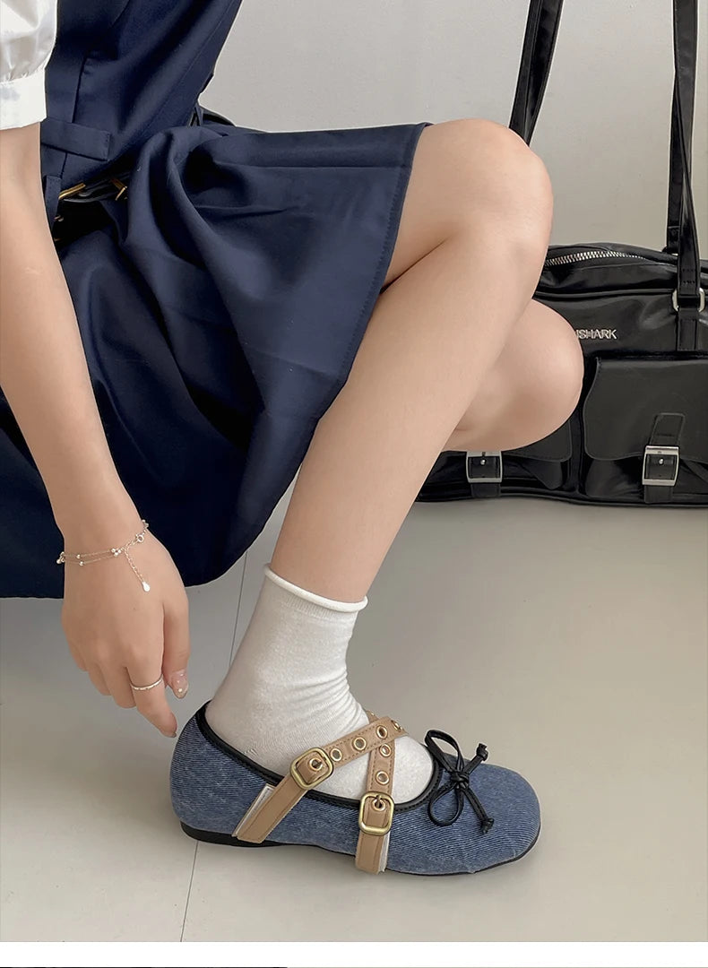 LBSFY -Autumn Design Butterfly-knot Women Ballet Style Flats Concise Shallow Shoes Ladies Outdoor Comfort Mary Jane Shoes
