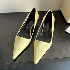 LBSFY  -  Sexy Pointed Toe Satin Low Heel Women Pumps Elegant High Heels 3cm Comfort Shallow Office Mules Shoe Dress Shoes Zapatos Mujer
