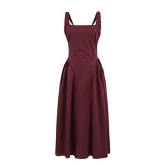 LBSFY -French Retro Style A-line Backless Strap Dress Solid Color Eleagant Chic Square Collar Party Dress New Female Vestidos
