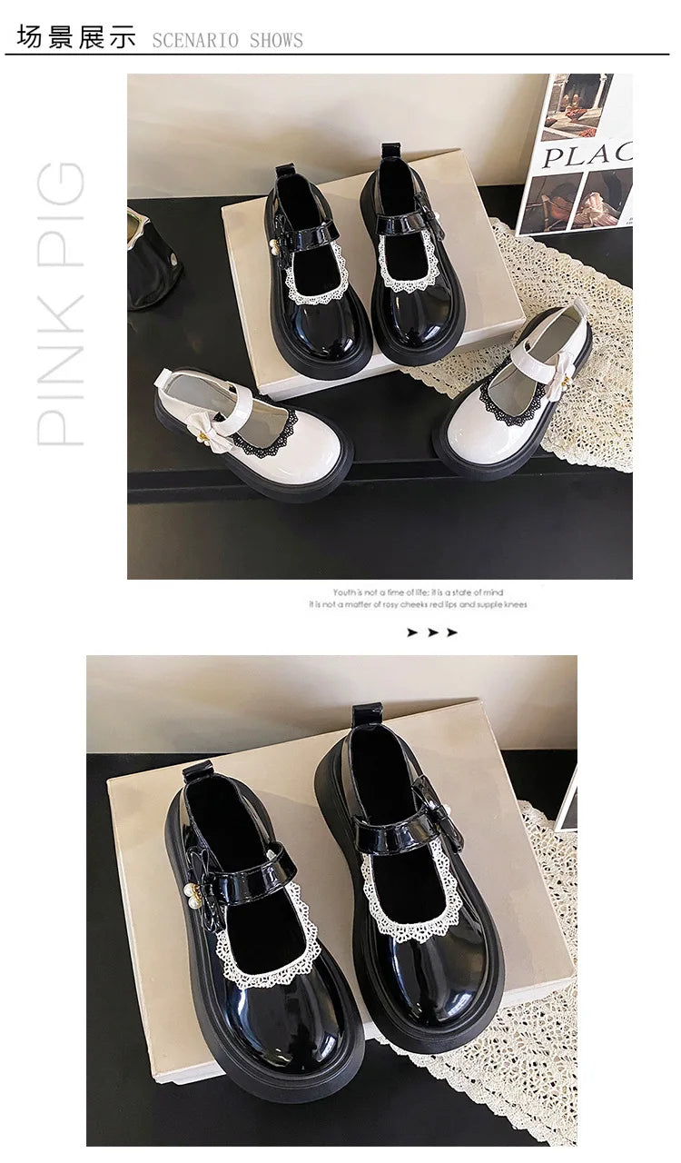 LBSFY -2025 New Fashion Lace Women's Pumps Spring Autumn Mary Jane SHOES Sweet Butterfly Knot Platform Casual Lolita Ladies Shoes