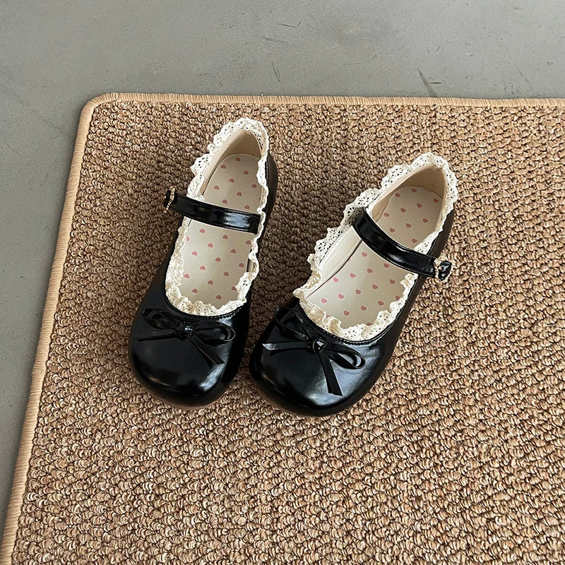 LBSFY -Spring New Butterfly-knot Women Flats Round Toe Shallow Ladies Casual Ballet Shoes Soft Leather Eelgant Dress Shoes