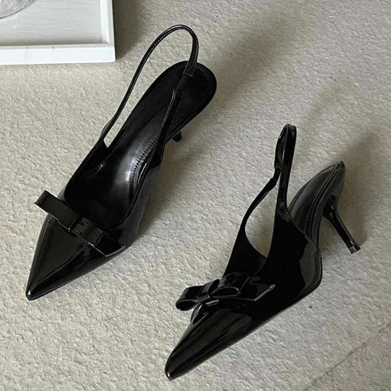 LBSFY  -  New Design Slingbacks Butterfly-knot Women Pumps Sexy Pointed Toe Thin Heels Stripper Party Shoes Large Size 35-43