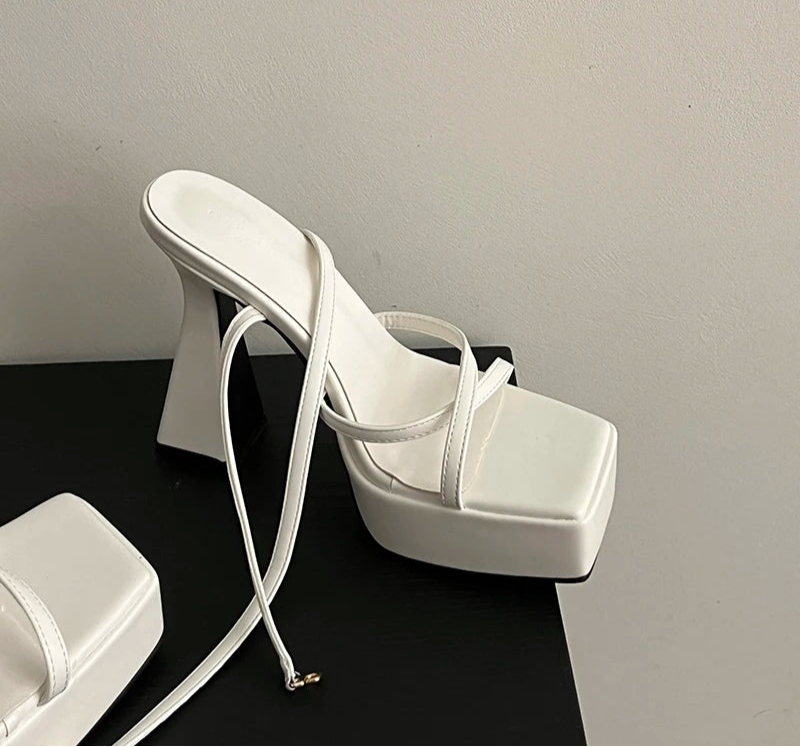 LBSFY  Narrow Band Platform Women Sandals Shoes Fashion Open Toe Summer High Heel Party Dress Ladies Sandalias Shoes