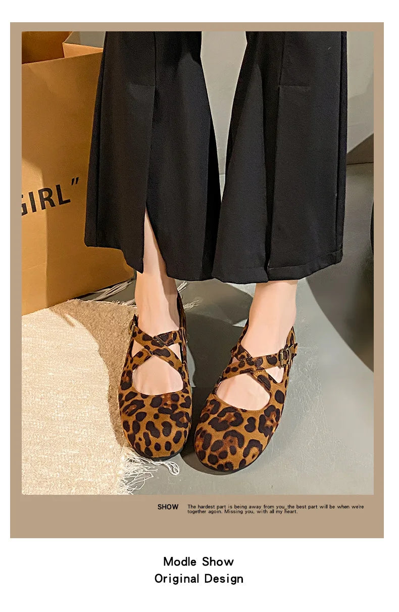 LBSFY -Retro Faux Suede Flat Internal Increase Women Dance Shoes 2025 Spring Autumn New French Casual Commuting Mary Jane Shoes Woman