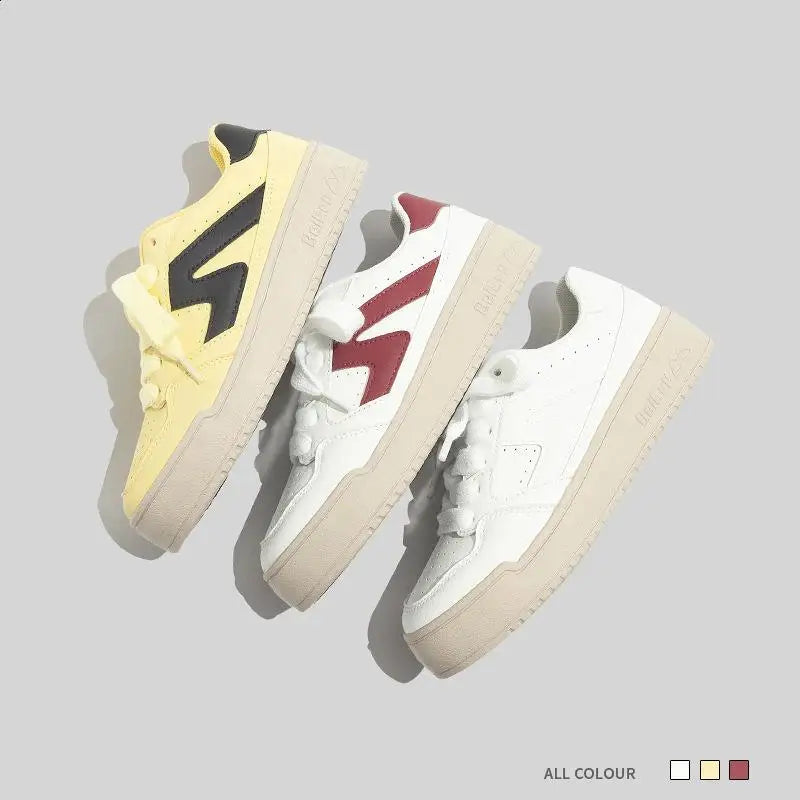 LBSFY  -  Retro Woman Shoes Tennis Female All-Match Round Toe Mixed Colors Flats Casual Sneaker Breathable Comfortable New Dress Rubber PU