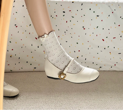 LBSFY -Fashion Buckle Strap Flat Women Mary Jane Shoes Casual Leather Internal Elevation Ballets Style Shoes