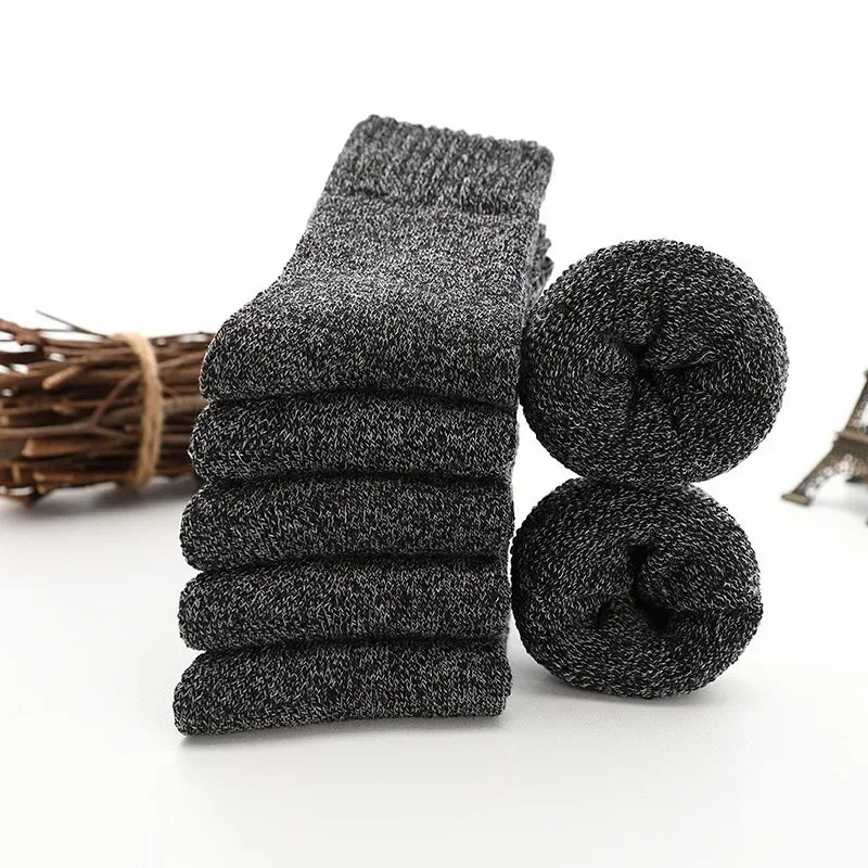 Lbsfy Winter Merino Wool Socks for Men Super Thick Warm High Quality Harajuku Retro Snow Casual Antifreeze Cashmere Socks Men 3 Pair