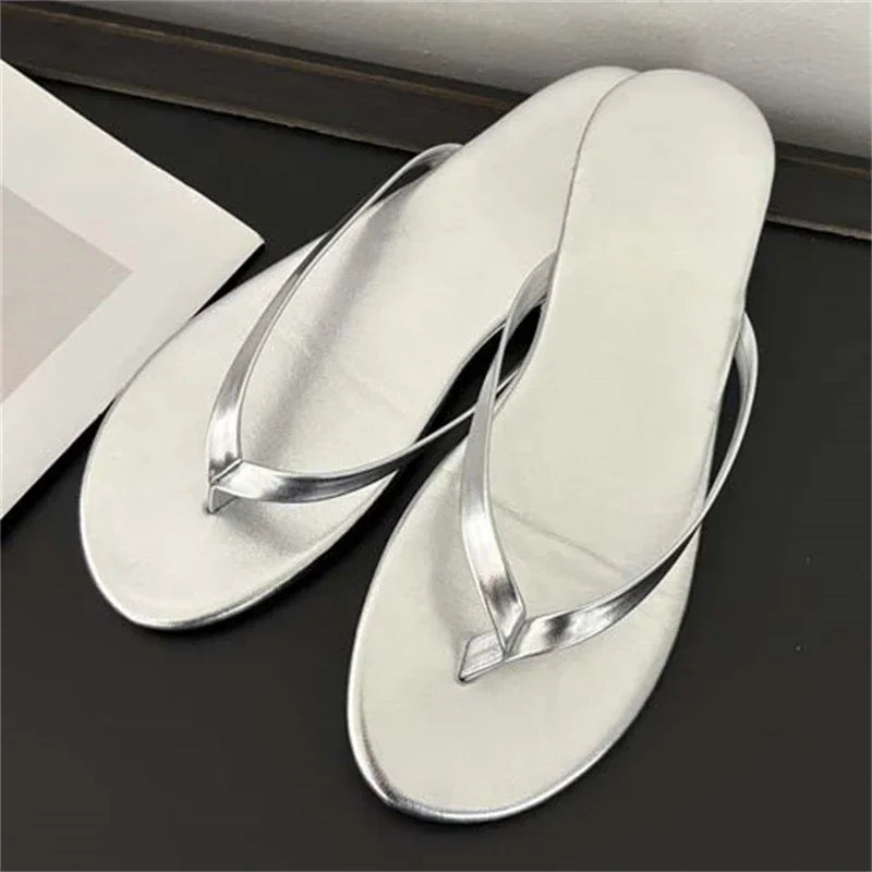 LBSFY -2025 Summer Clip Toe Flat Heels Slippers Women Casual Beach Shoes Concise Candy Color Flip Flops Zapatos De Mujer